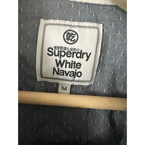 Superdry British Japan White Navajo Embroidered Chambray ButtonDown Shirt Top M - Picture 2 of 6